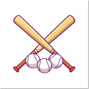 Basse ball with stick cartoon Posters and Art